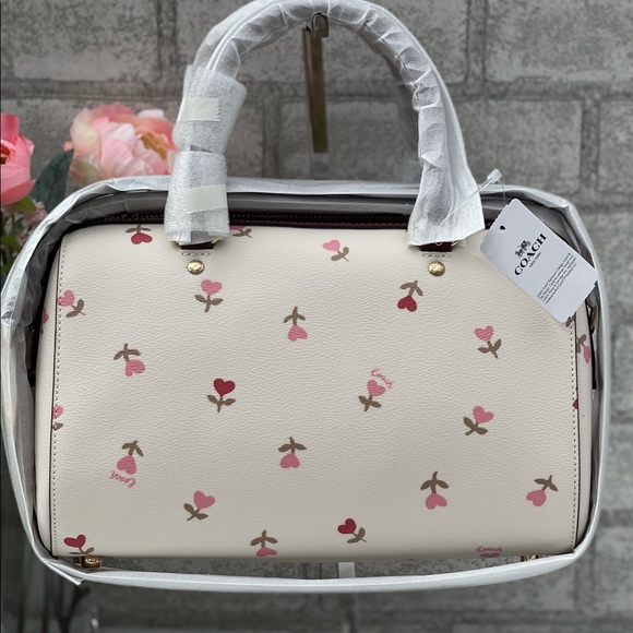 Coach Rowan Satchel in Heart Floral Print - Picture 7 of 12